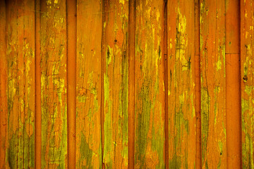 Orange painted wood planks as background or texture. Close-up