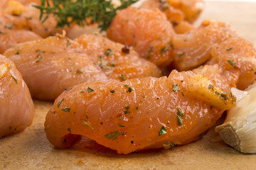 marinated poultry breast stripe with spice and herbs