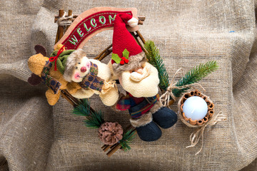 Santa Claus and a snowman