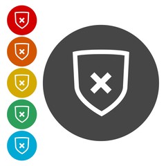 Shield with cancel symbol. Vector illustration
