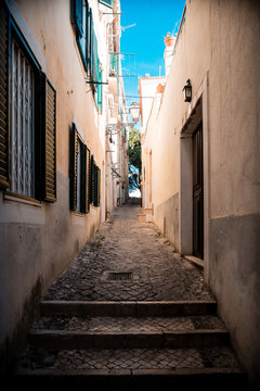 Alfama street in Lsbon, cool and old district in the city