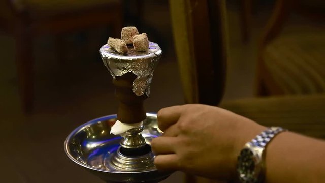 Smoking Sheesha in Kuala Lumpur in middle eastern cafe