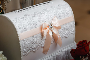 Elegant Wedding box Favors decorated with bow