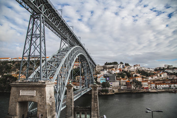 the Dom Luiz bridge sight at Porto by Ribeira