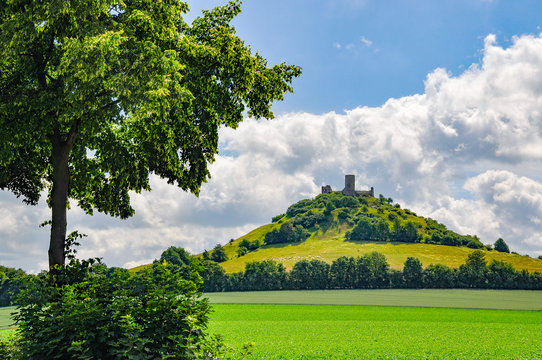 ruins of ancient robber knight castle desenberg at warburg, germany