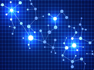 Structure molecule and communication Dna, atom, neurons. Science concept for your design. Connected lines with dots. Medical, technology, chemistry, science background. Vector illustration.