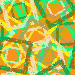 Abstract grunge seamless chaotic pattern with frames painted by brush. Urban autumn camouflage texture. Trendy colorful background. Modern wallpaper. Fashionable print with a shabby paint effect.