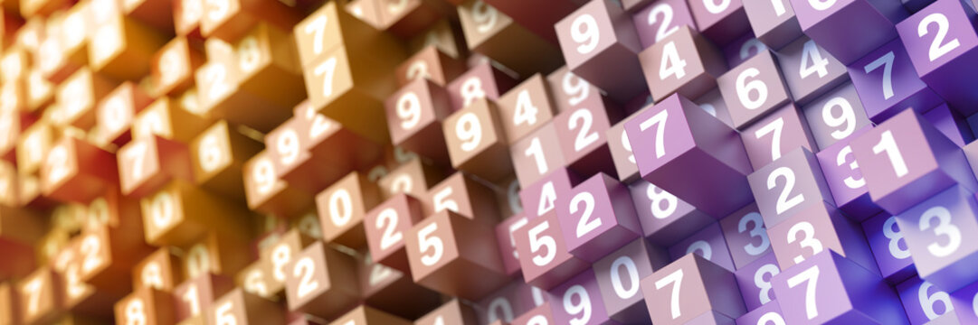 Infinite random numbers 3d render