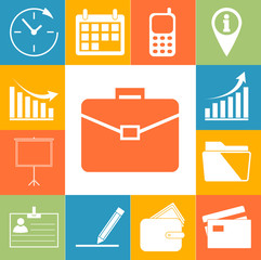 Business signs colorfull set. Flat icon vector illustration