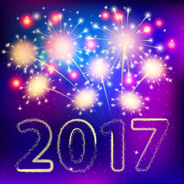 Fireworks for happy new year 2017
