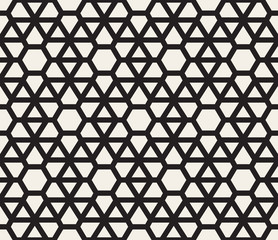 Vector Seamless Black And White Geometric Triangle Grid Pattern