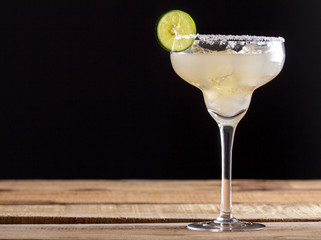 refreshing homemade margarita with lime and salt