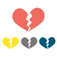 Heartbreak / broken heart or divorce flat icon for apps and webs