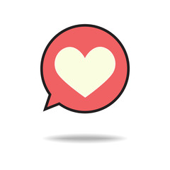 Heart in speech bubble icon. Vector illustration