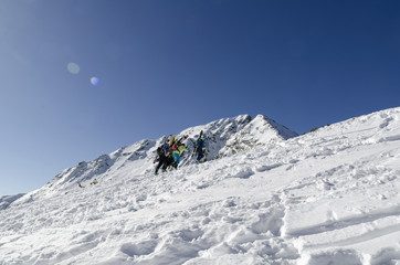 Skiers at Bansko, Bulgaria