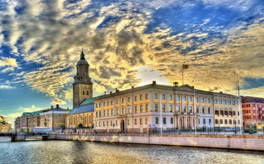 Deurstickers Stadhuis van Göteborg en de Duitse kerk - Zweden © Leonid Andronov