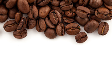 Coffee beans on a white background
