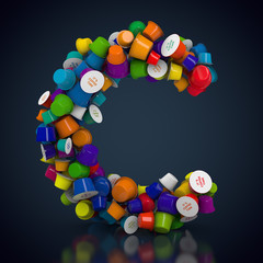 Kaffeepads formen den Buchstaben C