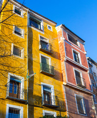 Typical colorful houses in the city of Cuenca, Spain
