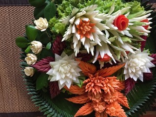 Carving fruit patterned is Thailand national art.