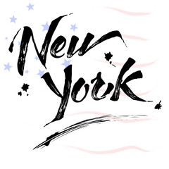 Inscription - New york. Hand drawn lettering. Vector, illustration.