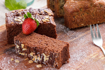 homemade chocolate brownies with hazelnut