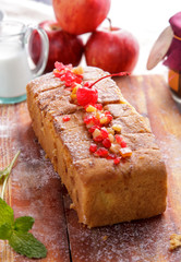 homemade soft sponge cake with minced cherry topping