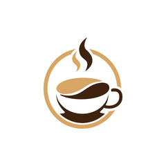 Hot Coffee Bean Cafe Shop Sign Logo Template