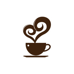 Simple Love Coffee Chocolate Cafe Logo Template