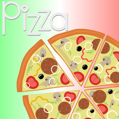 Pizza flat icons isolated.Pizza piece, slice. Delivery pizza banner