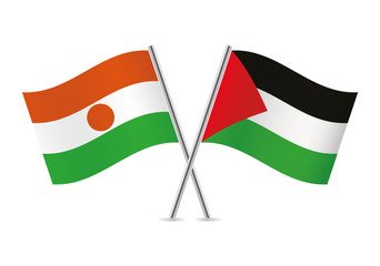 Niger and Palestine flags. Vector illustration.