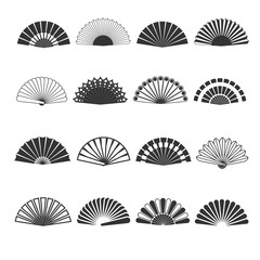 Hand fan vector icons