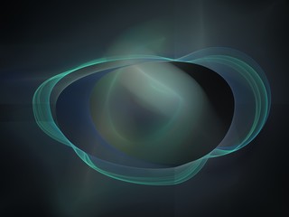 Gray blue abstract fractal curves with a transparent bubble