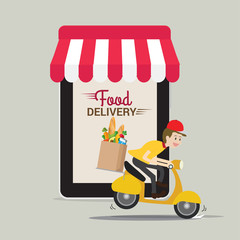 Food and fast food delivery online on smartphone. business concept design.Vector illustration.