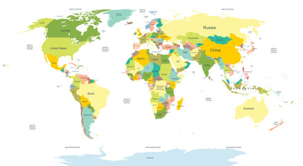 Naklejka na ściany i meble political world map
