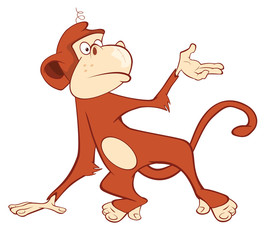 Illustration of a Cute Monkey. Mandrill. Cartoon Character
