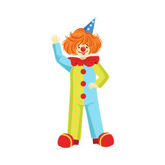 Colorful Friendly Clown In Party Hat Classic Outfit