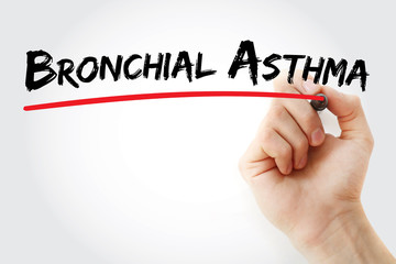 Hand writing Bronchial asthma with marker, concept background