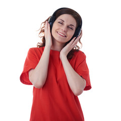 Smiling young woman over white isolated background