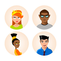set of avatars young people. vector illustration.