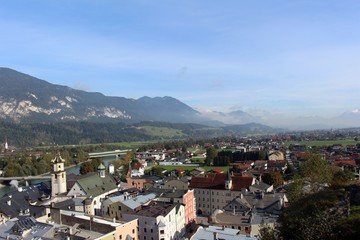 Fototapeta na wymiar Panorama von Rattenberg in Tirol (Österreich)