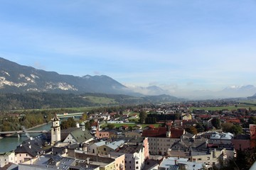 Fototapeta na wymiar Panorama von Rattenberg in Tirol (Österreich)