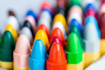 Rainbow of pencil crayons - macro
