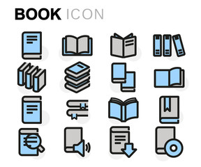 Vector flat line book icons set