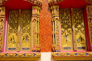 Window thailand temple ,temple of the emerald buddha and the home of the thai temple