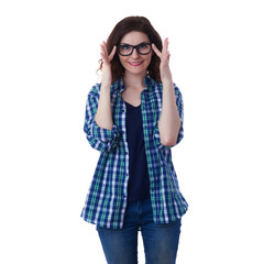 Young woman in casual clothes over white isolated background