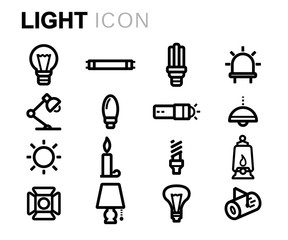 Vector black line light icons set