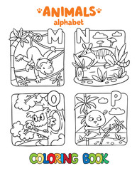 Animals alphabet or ABC. Coloring book