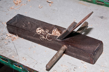 Spokeshave Old plane for carpenters on wood
