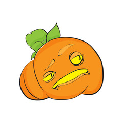 Cute pumpkin character isolated on the white background. Halloween party hand drawn sketch. Fun colorful illustration for t-shirt print, banner, flyer, poster design.